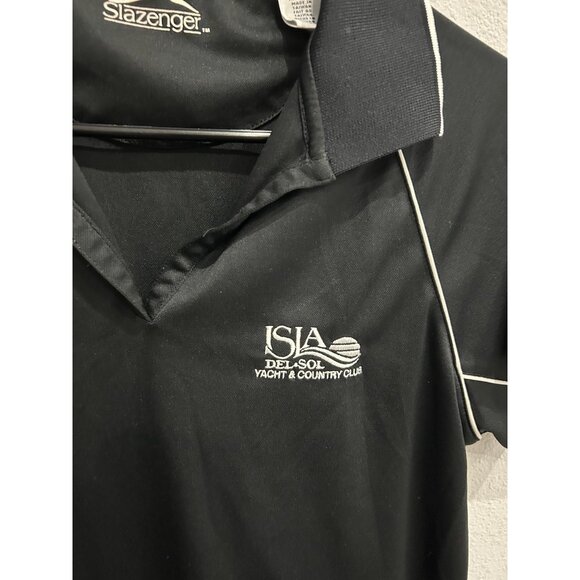 Slazenger Womens Black Polo Top Isla Del Sol Yacht Country Club Logo Sz Medium - Picture 4 of 10